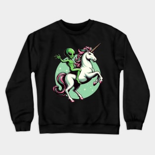 Alien riding on a unicorn Crewneck Sweatshirt